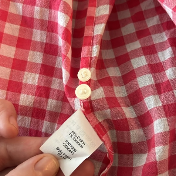 J. Crew factory Boy Fit Perfect Shirt Red White Gingham Plaid Button Up Down XS - Picture 5 of 5